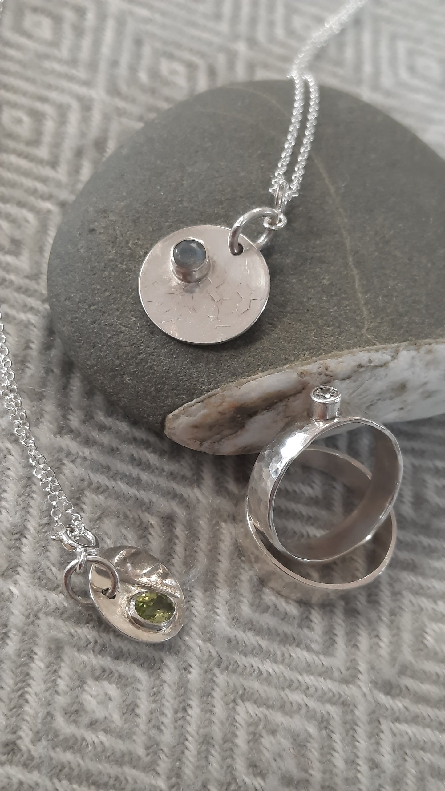 Sterling silver labradorite charm and chain