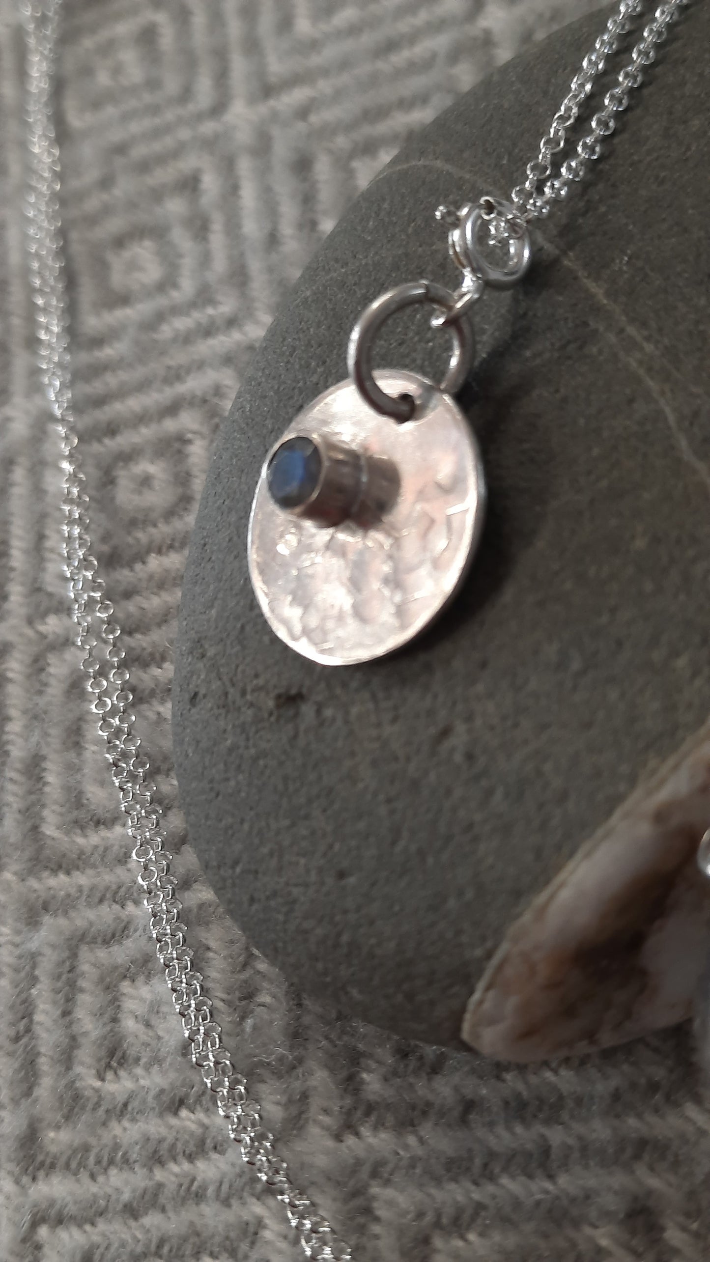 Sterling silver labradorite charm and chain