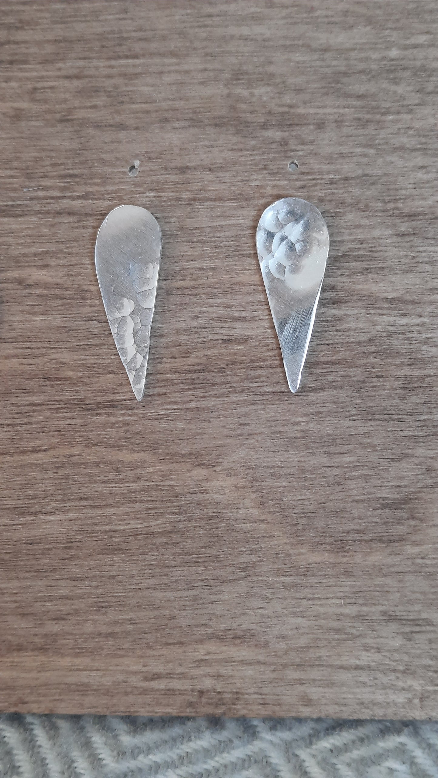 Hammered sterling silver dagger earrings