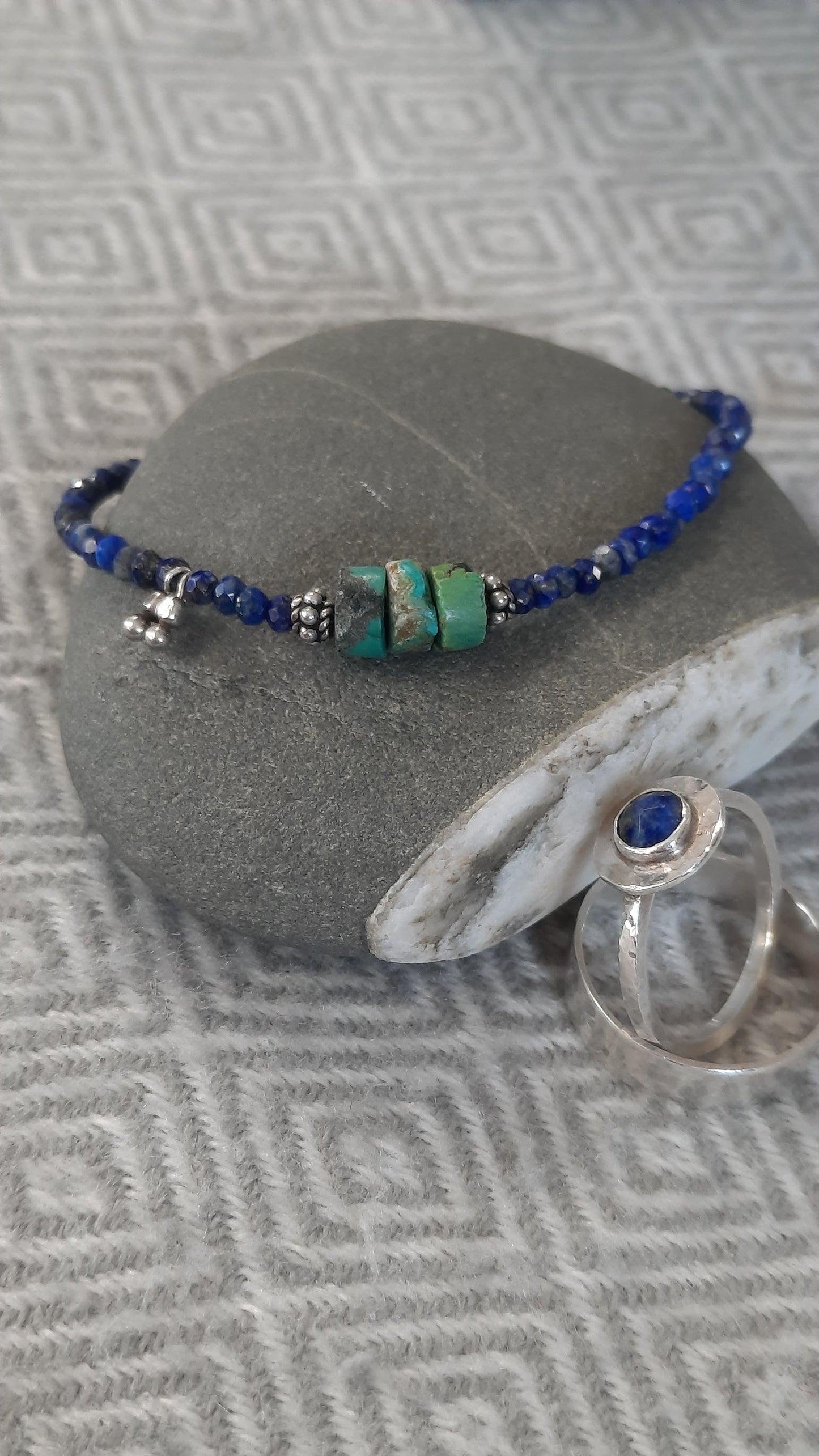 Lapiz Lazuli and Turquoise Beaded Bracelet