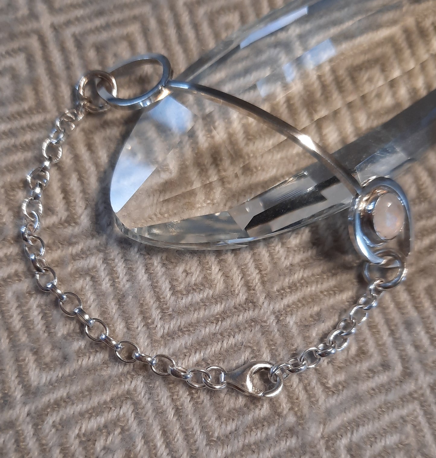 Silver Teardrop and Faceted Moonstone bracelel